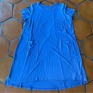 LOGO Lounge by Lori Goldstein Minimalist Swing Midi Dress Blue Size 2X Pockets